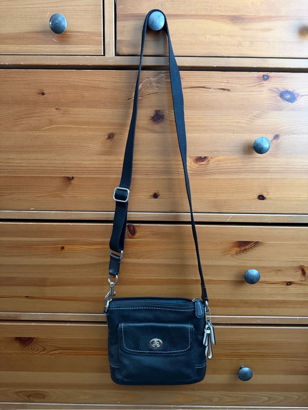 Black Leather Crossbody Bag for Men - Adjustable Strap